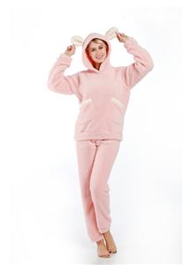 Hooded solid color women's pajamas set