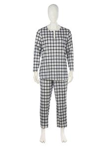 Checkered Milk Silk Pajamas Men's Suit
